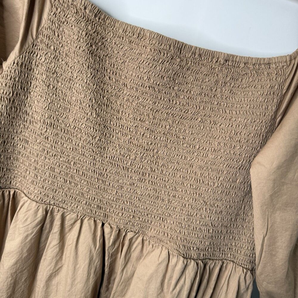 New Old Navy Smocked Puff Sleeve Midi Dress XL Pocket Poplin Cottagecore Prairie - Picture 14 of 14
